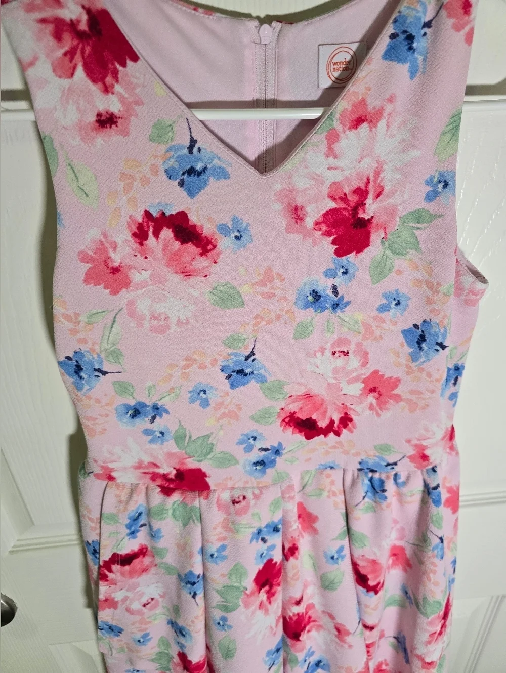 Wonder Nation Girls Pink Floral Sleeveless Special Occasion Dress Size 12